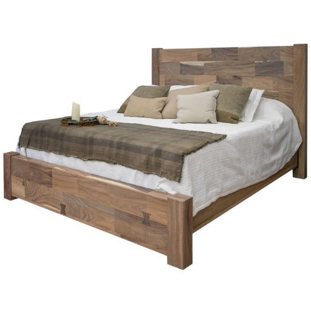 Umey Queen Size Bed Panel Headboard Cappuccino Brown Mango Wood