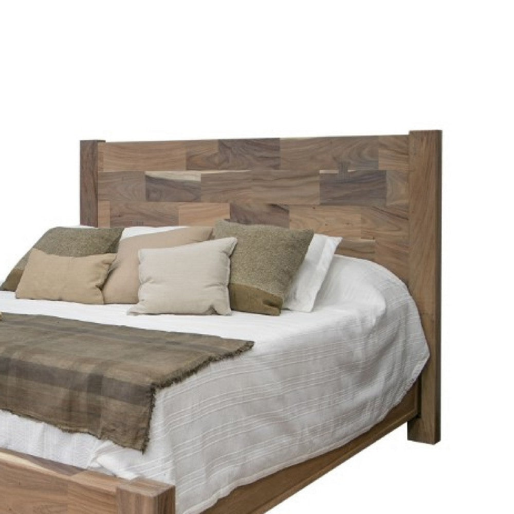 Umey Queen Size Bed Panel Headboard Cappuccino Brown Mango Wood