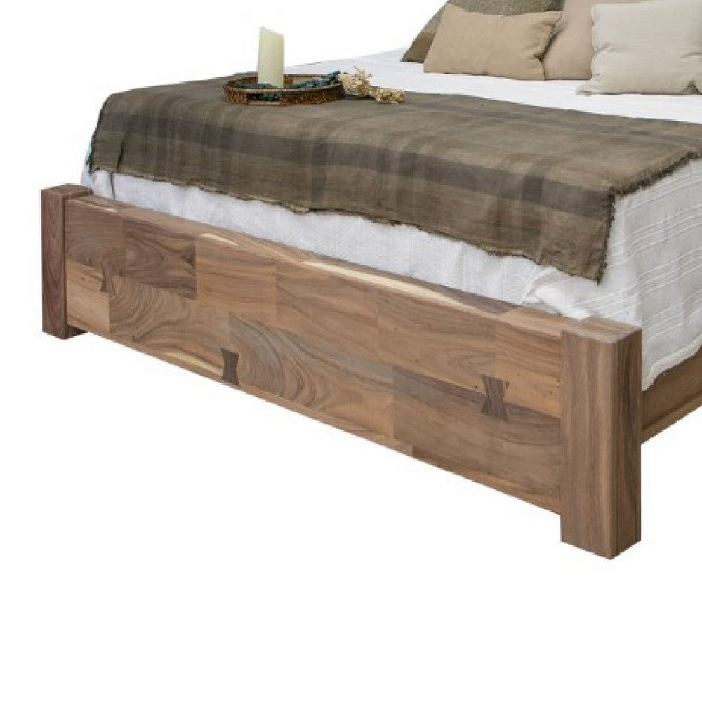 Umey Queen Size Bed Panel Headboard Cappuccino Brown Mango Wood