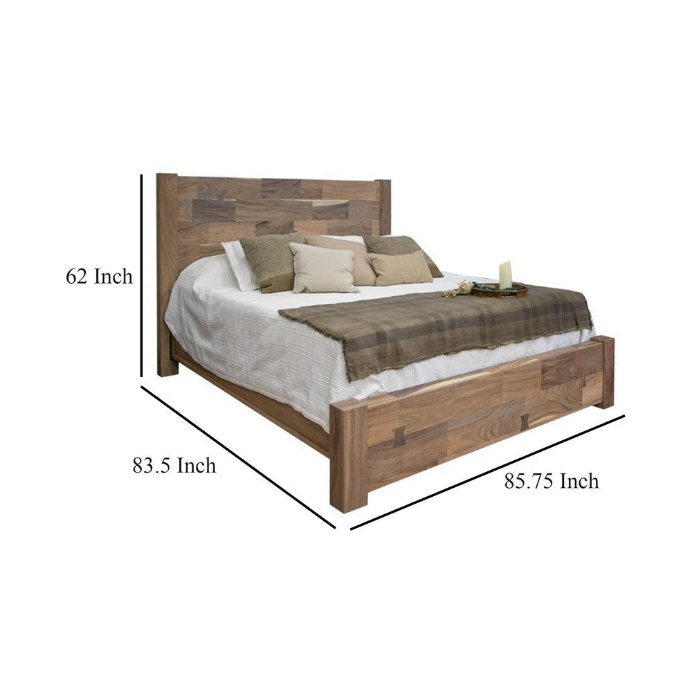 Umey King Size Bed Panel Headboard Cappuccino Brown Mango Wood