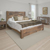 Umey King Size Bed, Panel Headboard, Cappuccino Brown Mango Wood