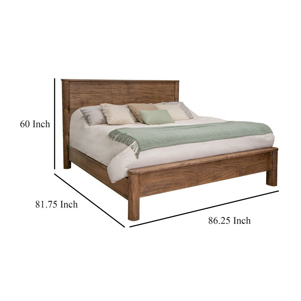Olum King Size Platform Bed Panel Headboard Towny Brown Mango Wood BM332119