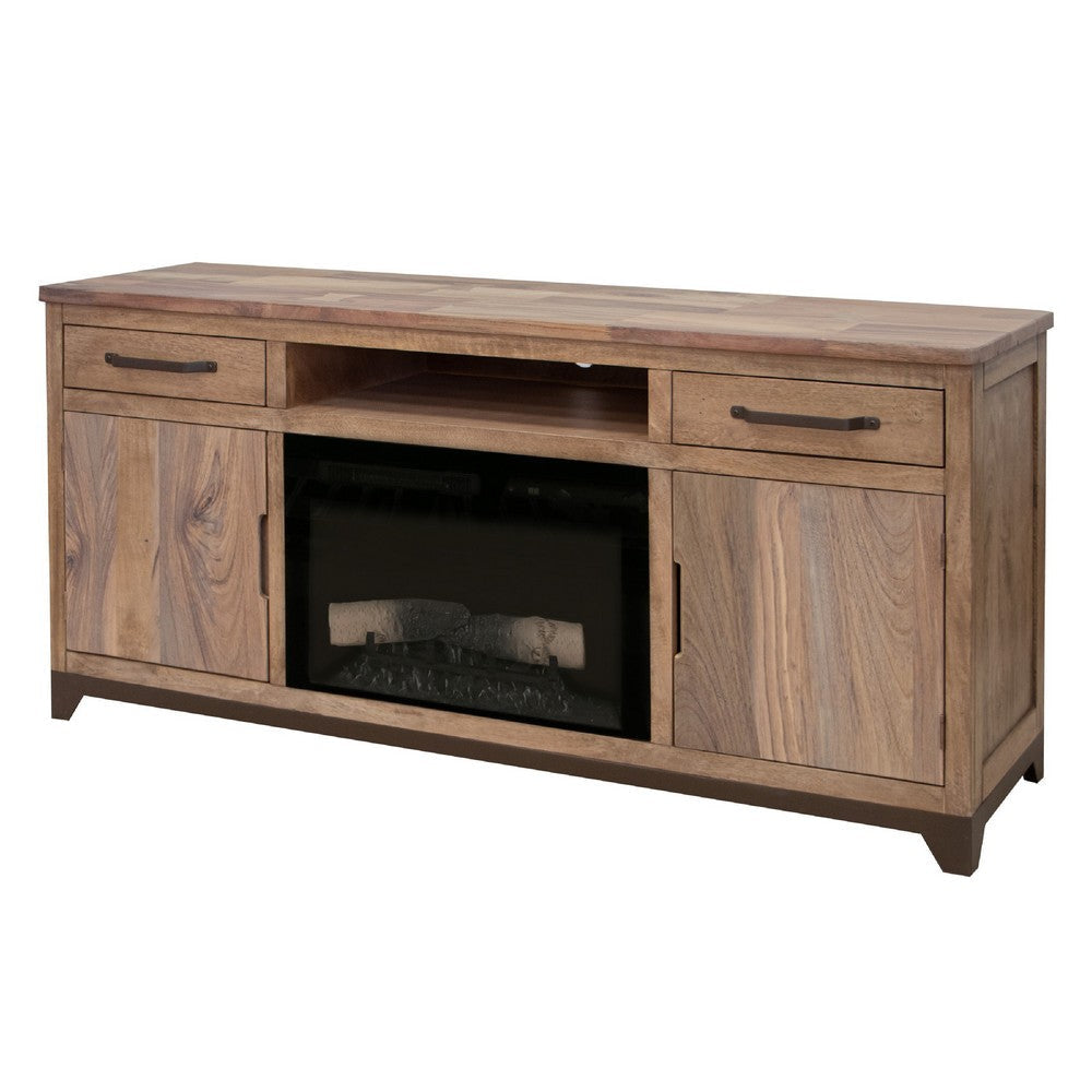 Umey TV Console with Electric Fireplace Remote 70 Inch Medium Brown BM332130