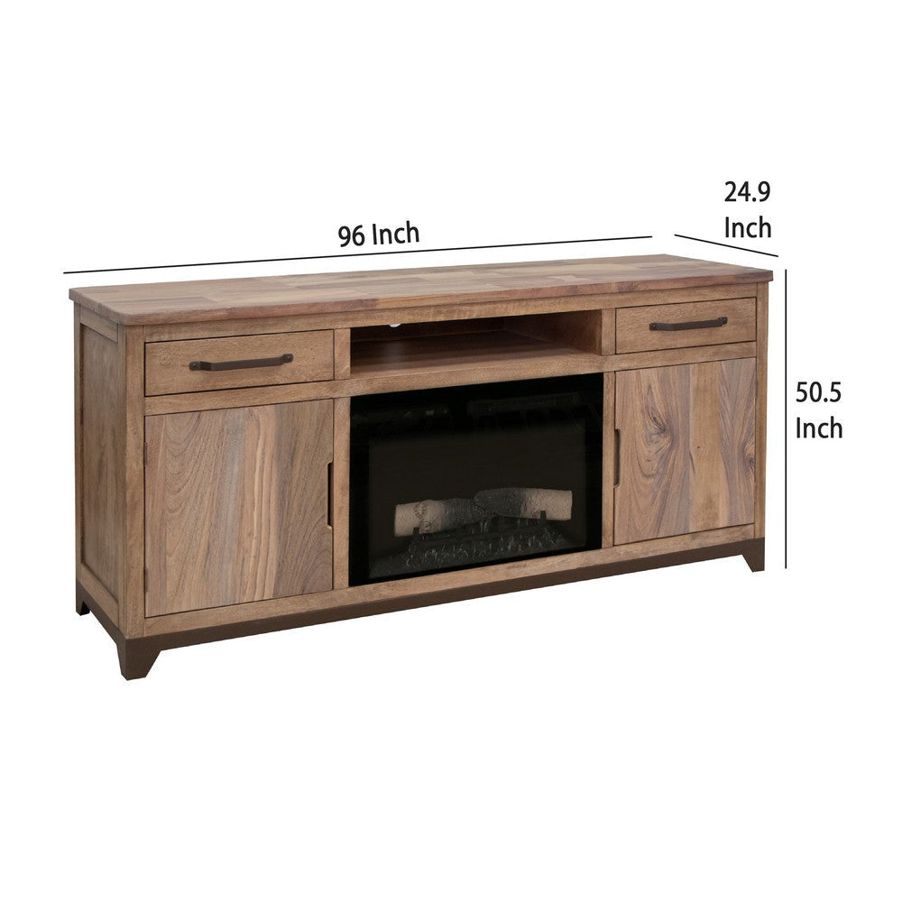 Umey TV Console with Electric Fireplace Remote 70 Inch Medium Brown BM332130