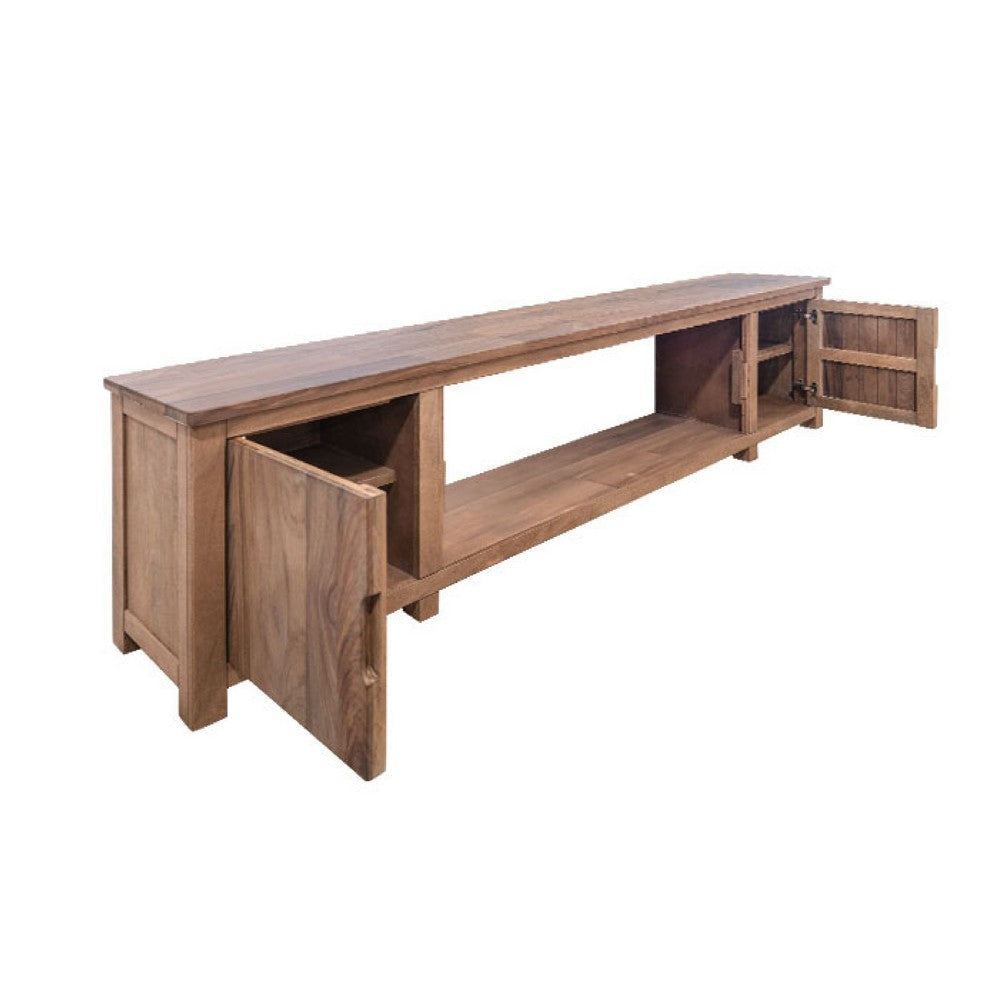 Umey TV Console with Electric Fireplace Remote 93 Inch Medium Brown BM332131