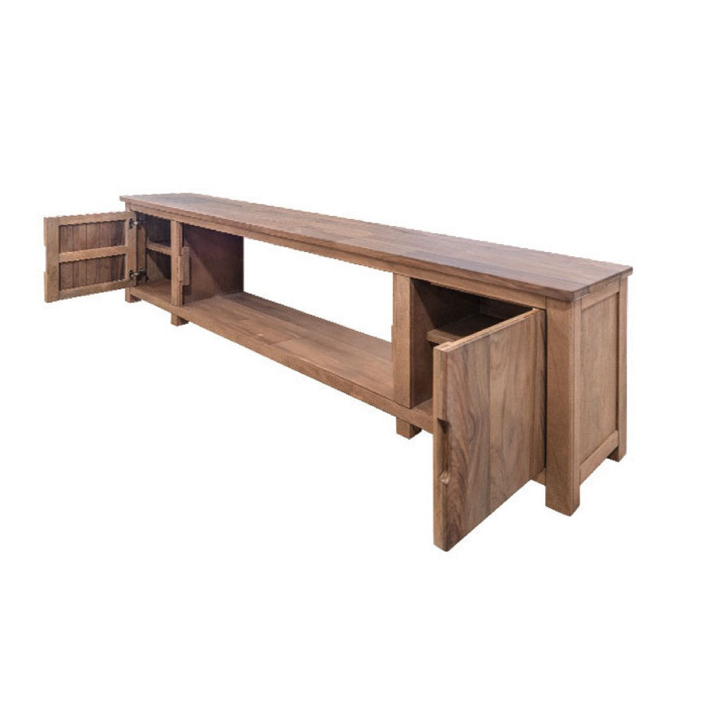 Umey TV Console with Electric Fireplace Remote 93 Inch Medium Brown BM332131