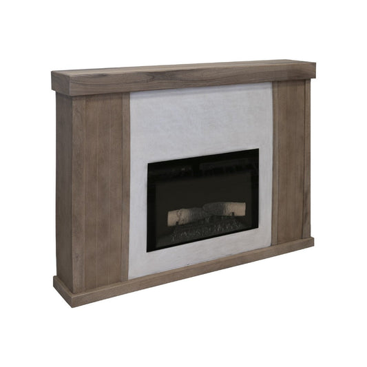 Umey TV Stand Mantel with Electric Fireplace, Remote, 57 Inch Brown