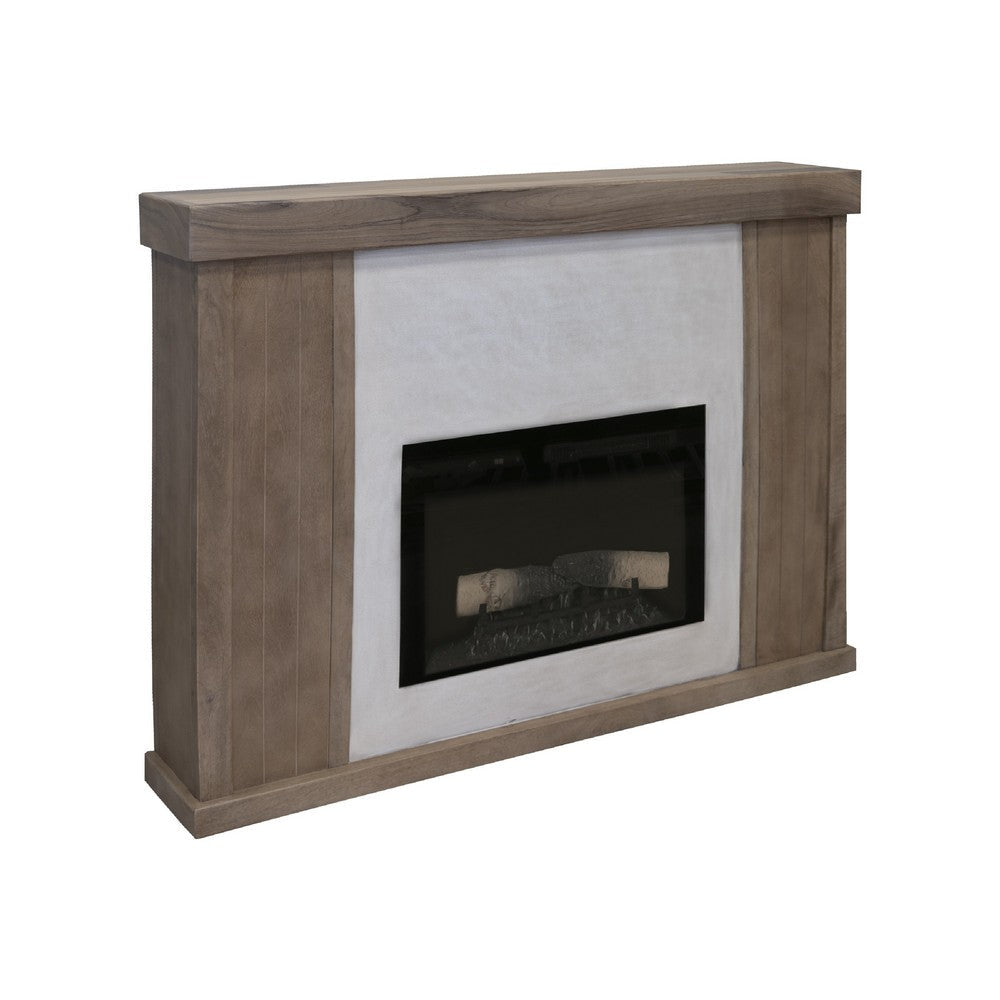 Umey TV Stand Mantel with Electric Fireplace, Remote, 57 Inch Brown