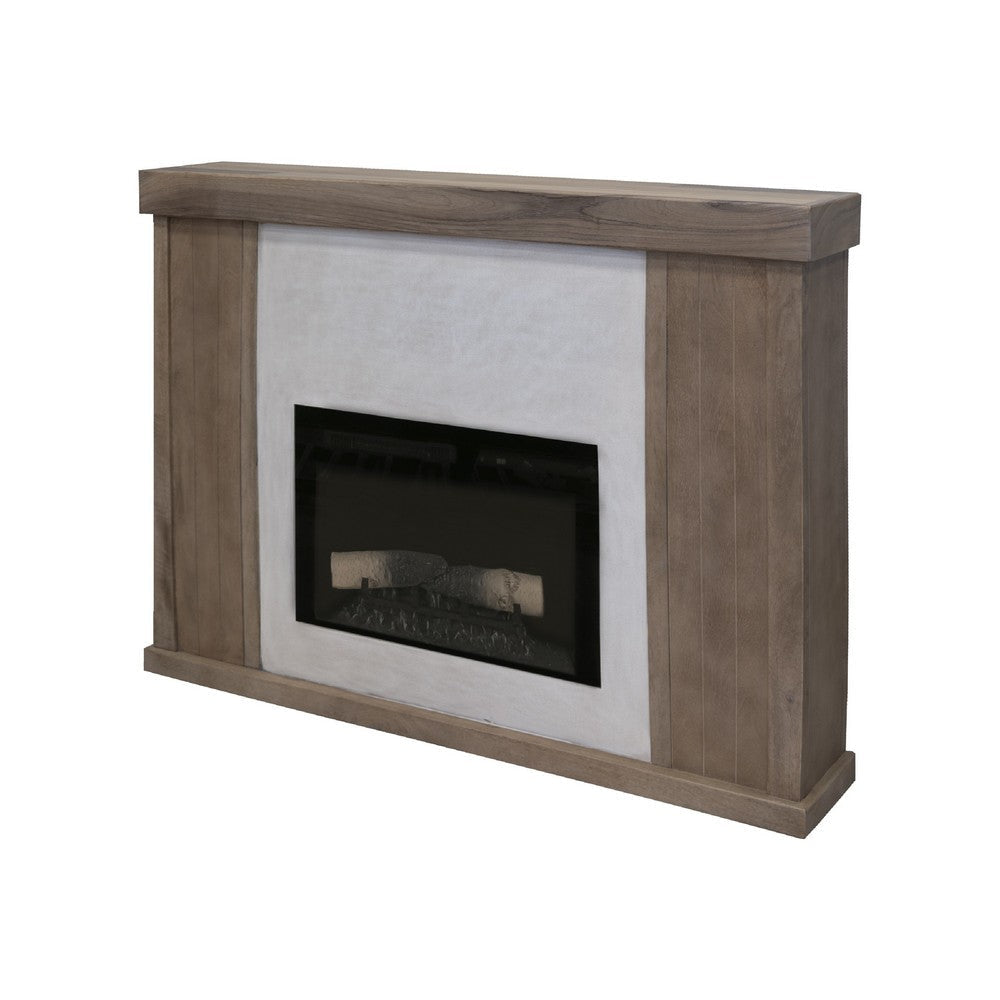 Umey TV Stand Mantel with Electric Fireplace Remote 57 Inch Brown BM332132