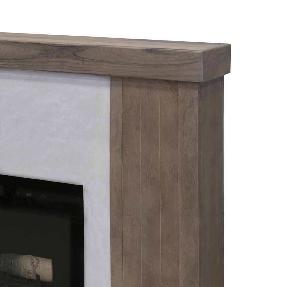 Umey TV Stand Mantel with Electric Fireplace Remote 57 Inch Brown BM332132