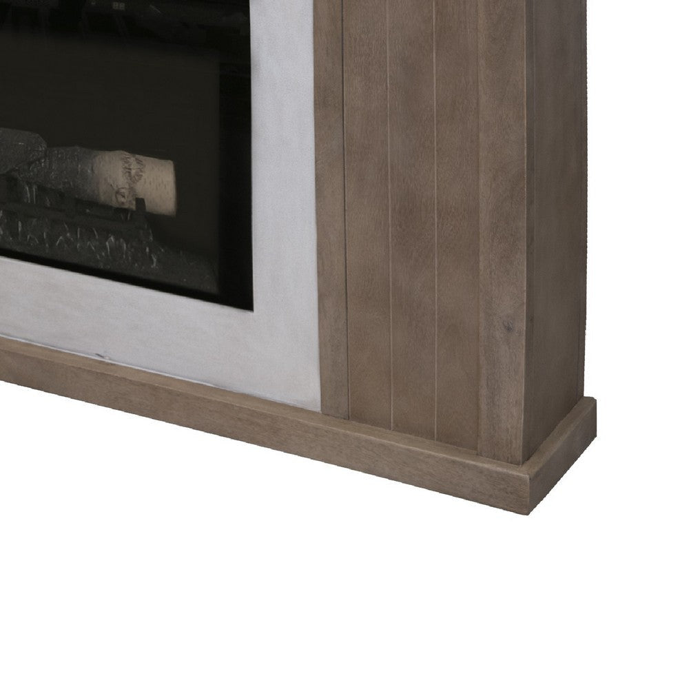 Umey TV Stand Mantel with Electric Fireplace Remote 57 Inch Brown BM332132