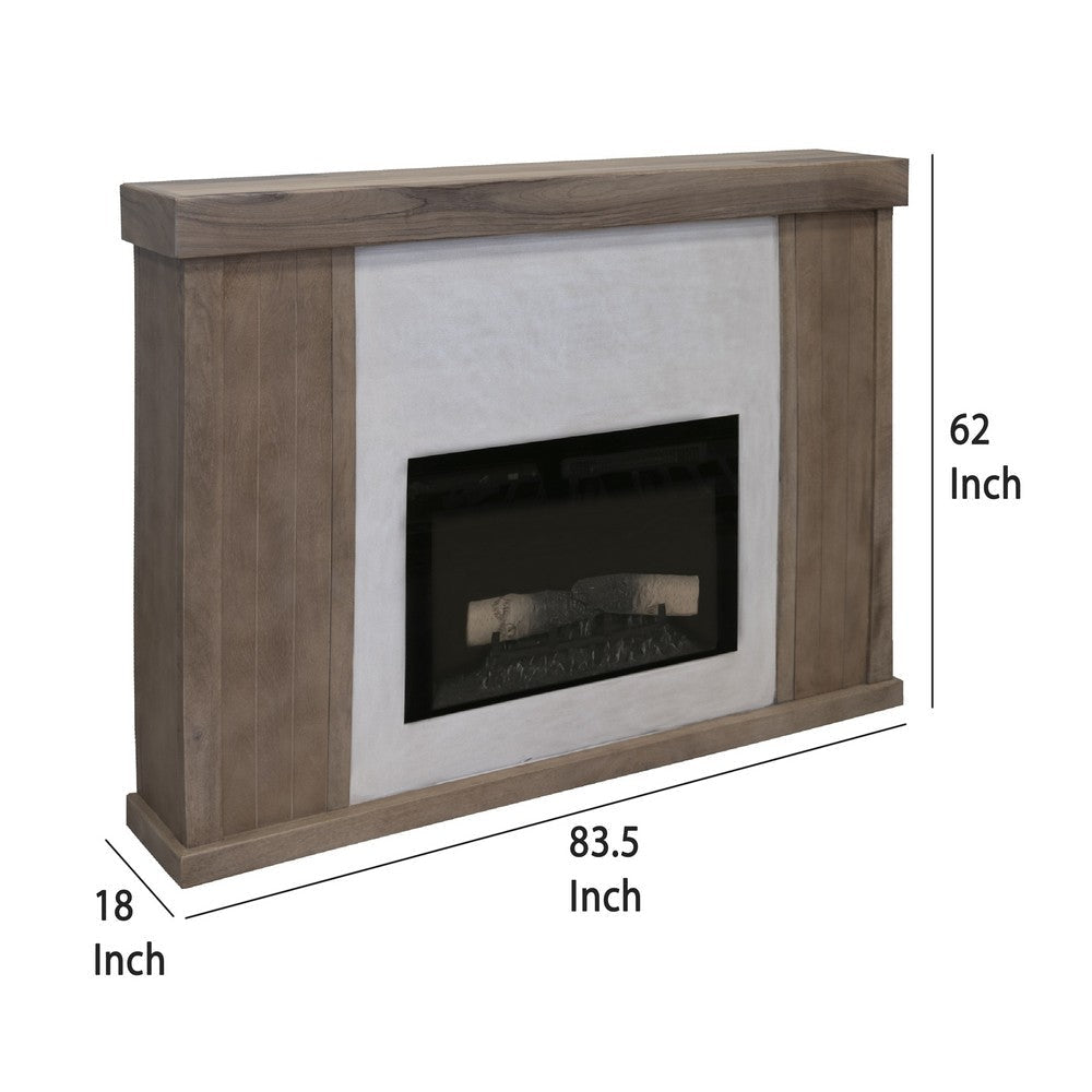 Umey TV Stand Mantel with Electric Fireplace Remote 57 Inch Brown BM332132