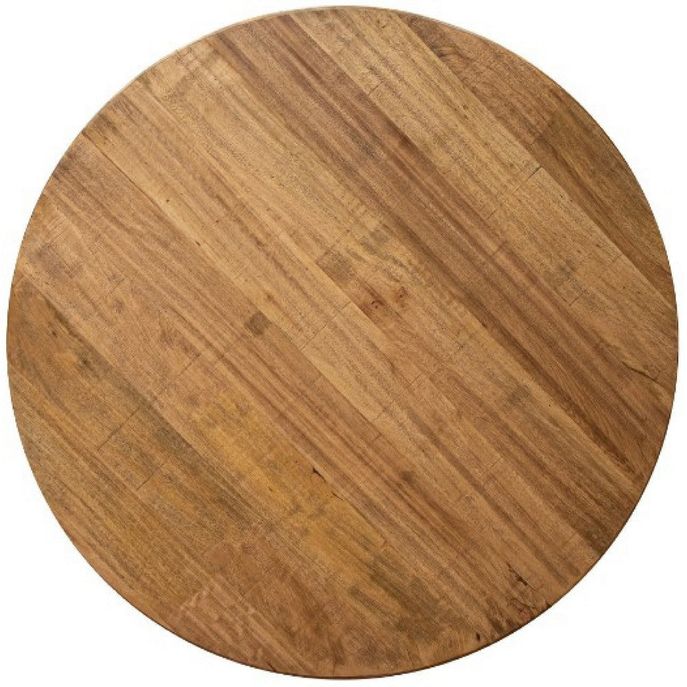 Asic Dining Table Industrial Light Brown Mango Wood 47 Inch Round BM332141