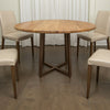 Asic Dining Table, Industrial Light Brown Mango Wood, 47 Inch Round