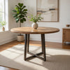 Asic Dining Table, Industrial Light Brown Mango Wood, 47 Inch Round