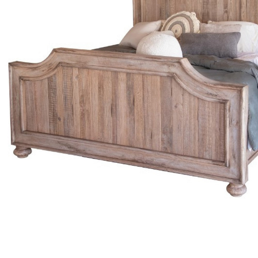 Genie Queen Size Bed Classic Rustic Sand Brown Solid Mango Wood