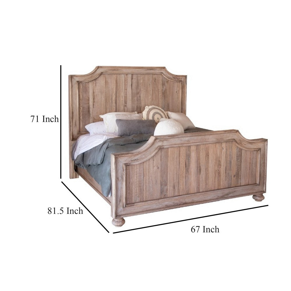 Genie Queen Size Bed Classic Rustic Sand Brown Solid Mango Wood