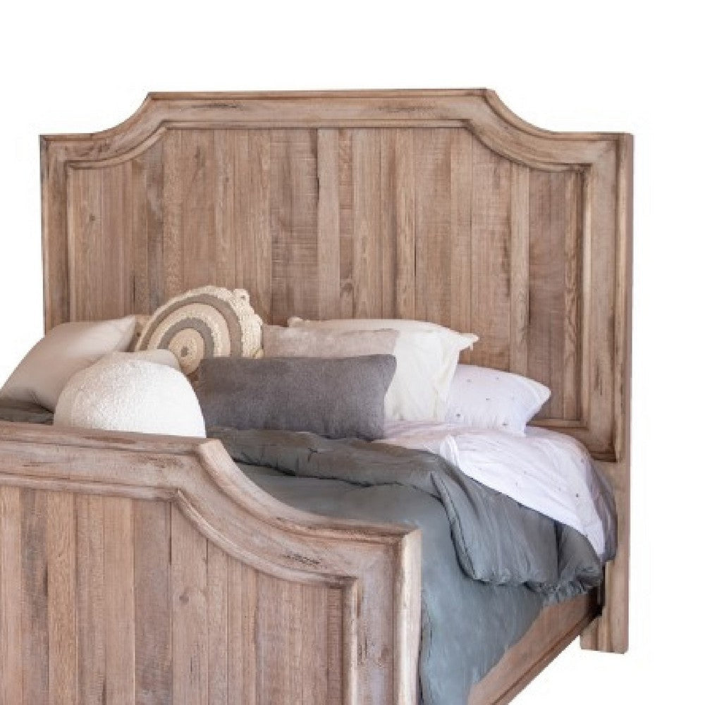 Genie King Size Bed Classic Rustic Style Sand Brown Solid Mango Wood