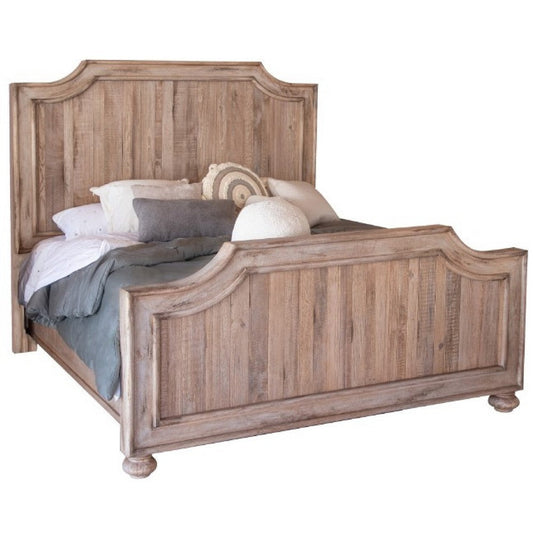 Genie California King Bed, Classic Rustic Sand Brown Solid Mango Wood
