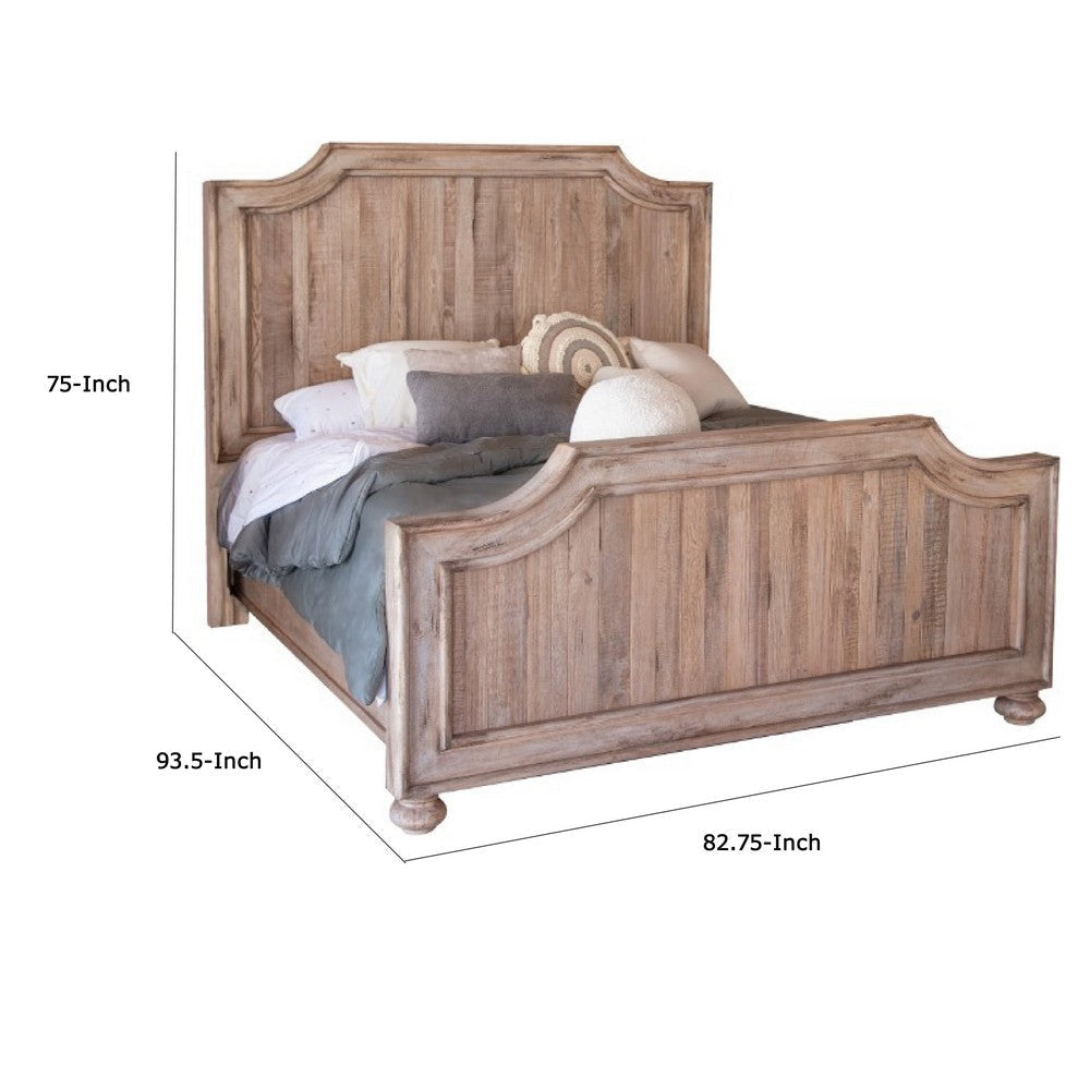 Genie California King Bed Classic Rustic Sand Brown Solid Mango Wood