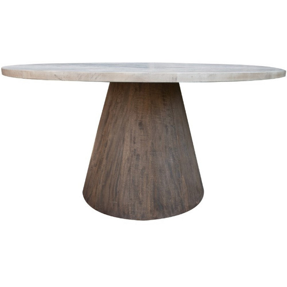 Kohl Dining Table Ivory Brown Caramel Mango Wood Round 59 Inch BM332145