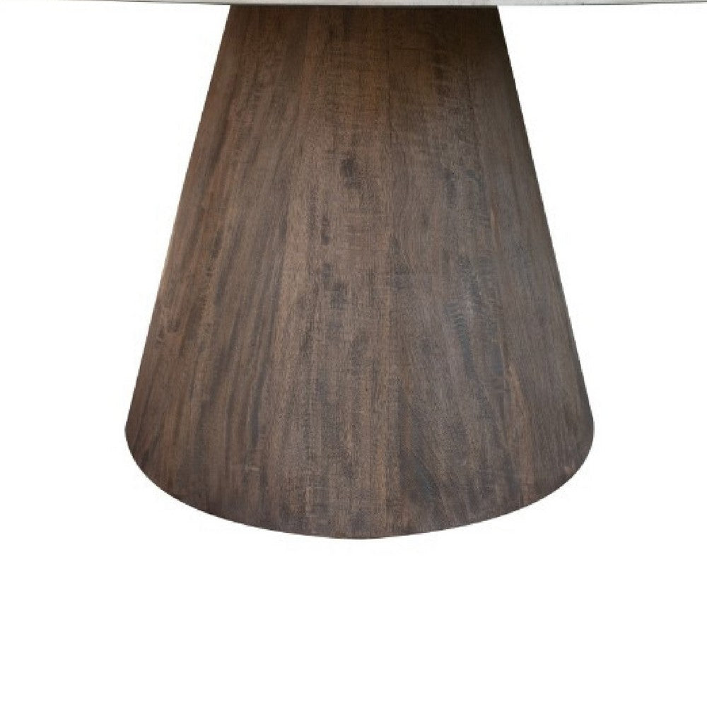 Kohl Dining Table Ivory Brown Caramel Mango Wood Round 59 Inch BM332145