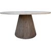 Kohl Dining Table, Ivory, Brown Caramel Mango Wood, Round 59 Inch