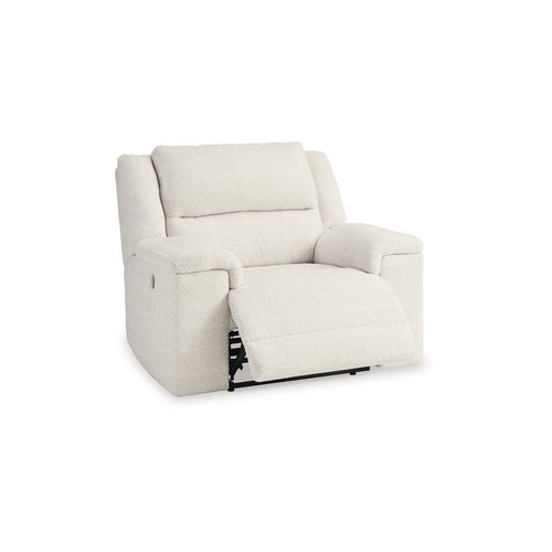 Ashley Dino Power Recliner Chair USB Ports and Block Arms, White Polyester