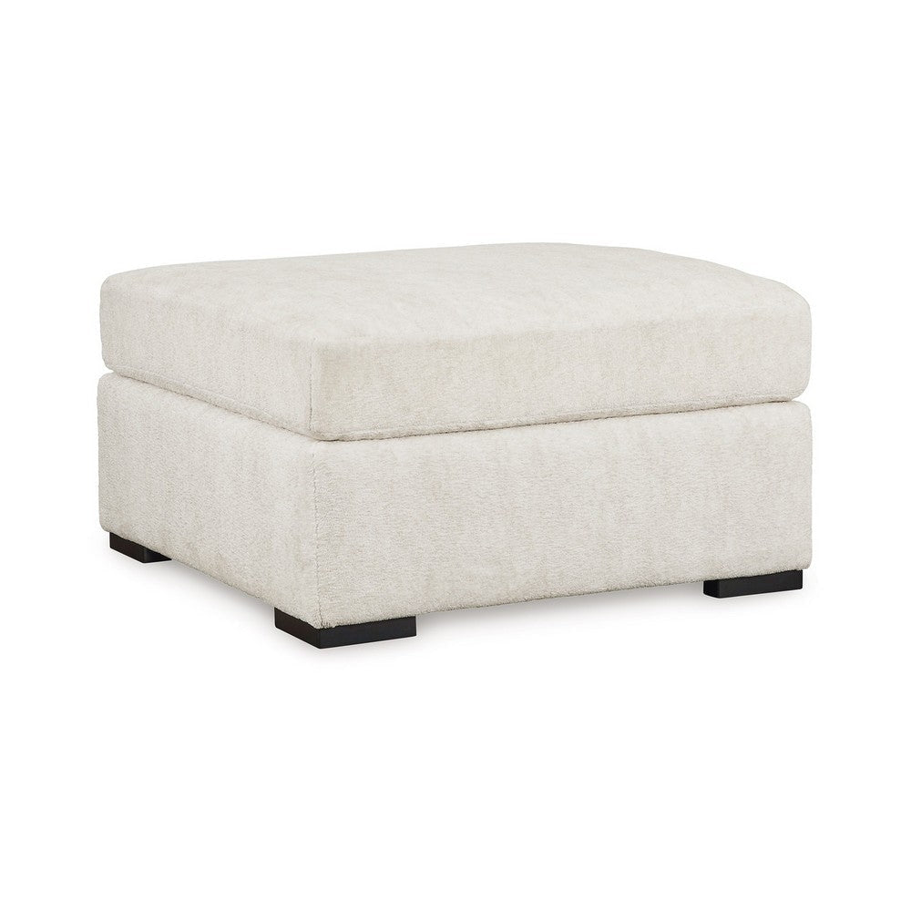 Ashley Akon Oversized Ottoman, Modern Plush Ivory Polyester 39 Inch Square