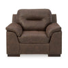 Ashley Danie Accent Chair Pillow Arms Jumbo Stitch Tufted Brown Faux Leather BM332157