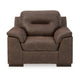 Ashley Danie Accent Chair Pillow Arms Jumbo Stitch Tufted Brown Faux Leather BM332157