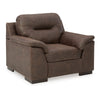 Ashley Danie Accent Chair, Pillow Arms Jumbo Stitch Tufted Brown Faux Leather