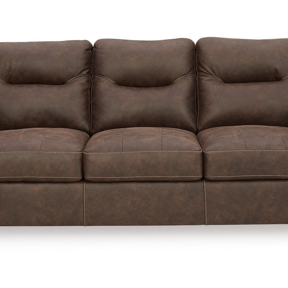 Ashley Danie Sofa Flared Pillow Top Arms Tufted Brown Faux Leather 96 Inch BM332159