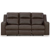 Ashley Livie Manual Recliner Sofa USB Table 87in Brown Gray Faux Leather