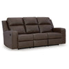 Ashley Livie Manual Recliner Sofa USB Table 87in Brown Gray Faux Leather