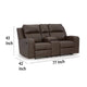 Ashley Livie Manual Recliner Loveseat Console Brown Gray Faux Leather 77in BM332164