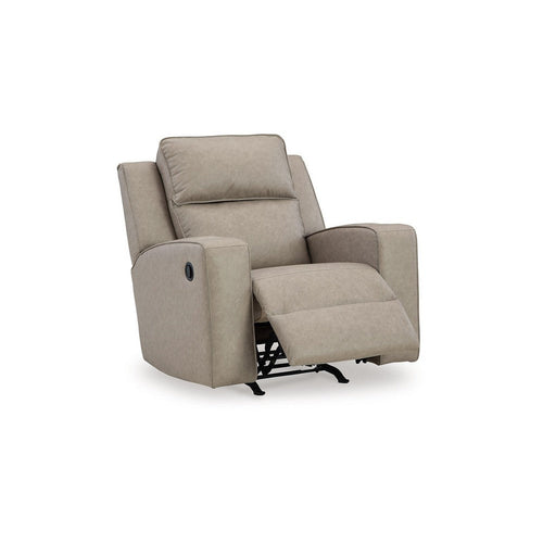 Ashley Livie Manual Rocker Recliner Chair, Cupholder, Beige Gray Faux Leather