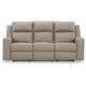 Ashley Livie Manual Recliner Sofa USB Table 87in Beige Gray Faux Leather