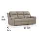 Ashley Livie Manual Recliner Sofa USB Table 87in Beige Gray Faux Leather