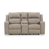 Ashley Livie Manual Recliner Loveseat Console Beige Gray Faux Leather 77in BM332167