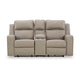 Ashley Livie Manual Recliner Loveseat Console Beige Gray Faux Leather 77in BM332167