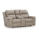 Ashley Livie Manual Recliner Loveseat Console Beige Gray Faux Leather 77in BM332167