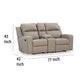 Ashley Livie Manual Recliner Loveseat Console Beige Gray Faux Leather 77in BM332167