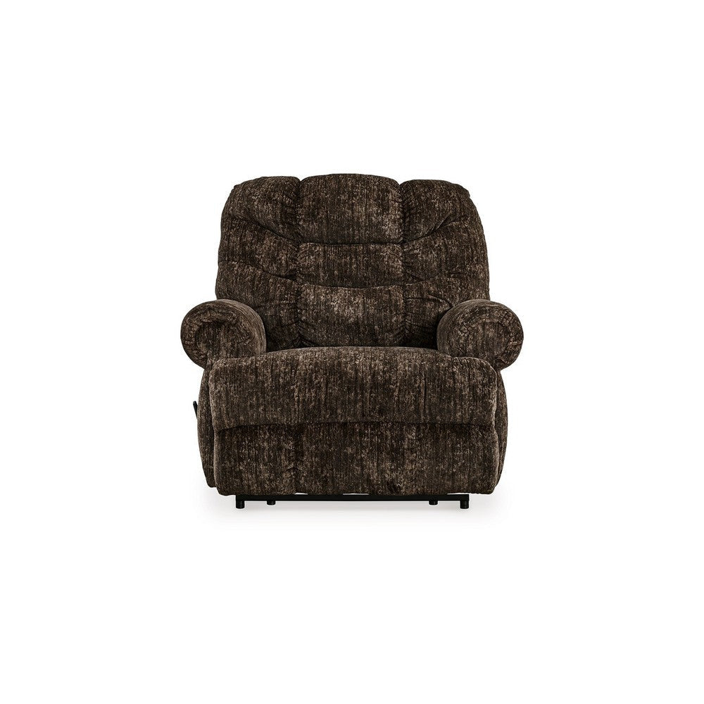 Ashley Mikey Manual Recliner Chair Zero Wall Dark Brown Polyester Velvet