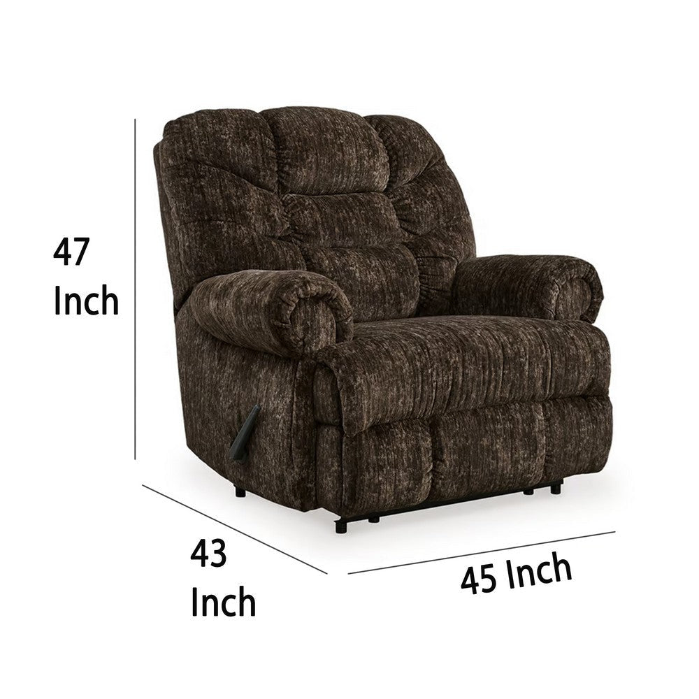 Ashley Mikey Manual Recliner Chair Zero Wall Dark Brown Polyester Velvet