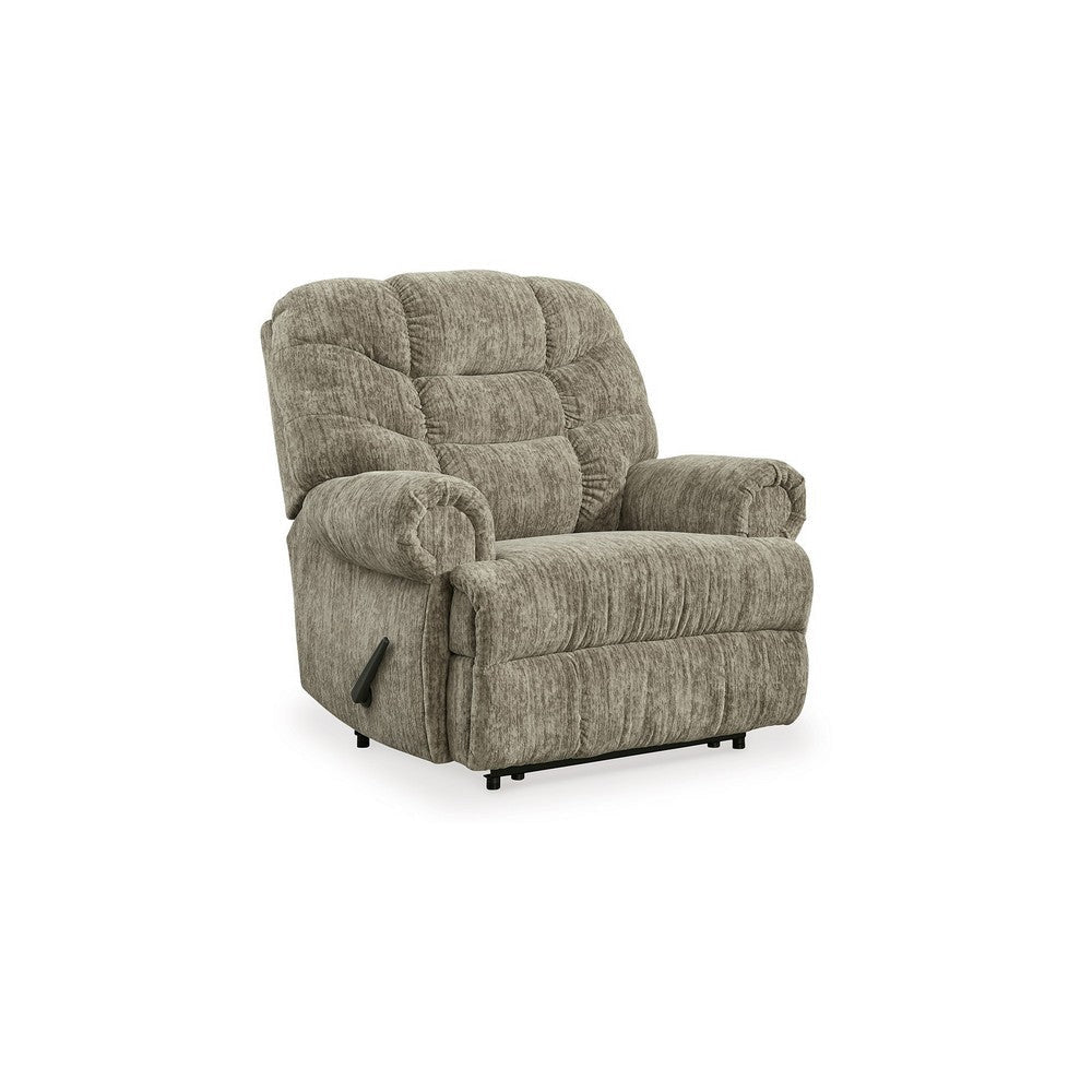 Ashley Mikey Manual Recliner Chair Zero Wall Plush Taupe Polyester Velvet BM332169