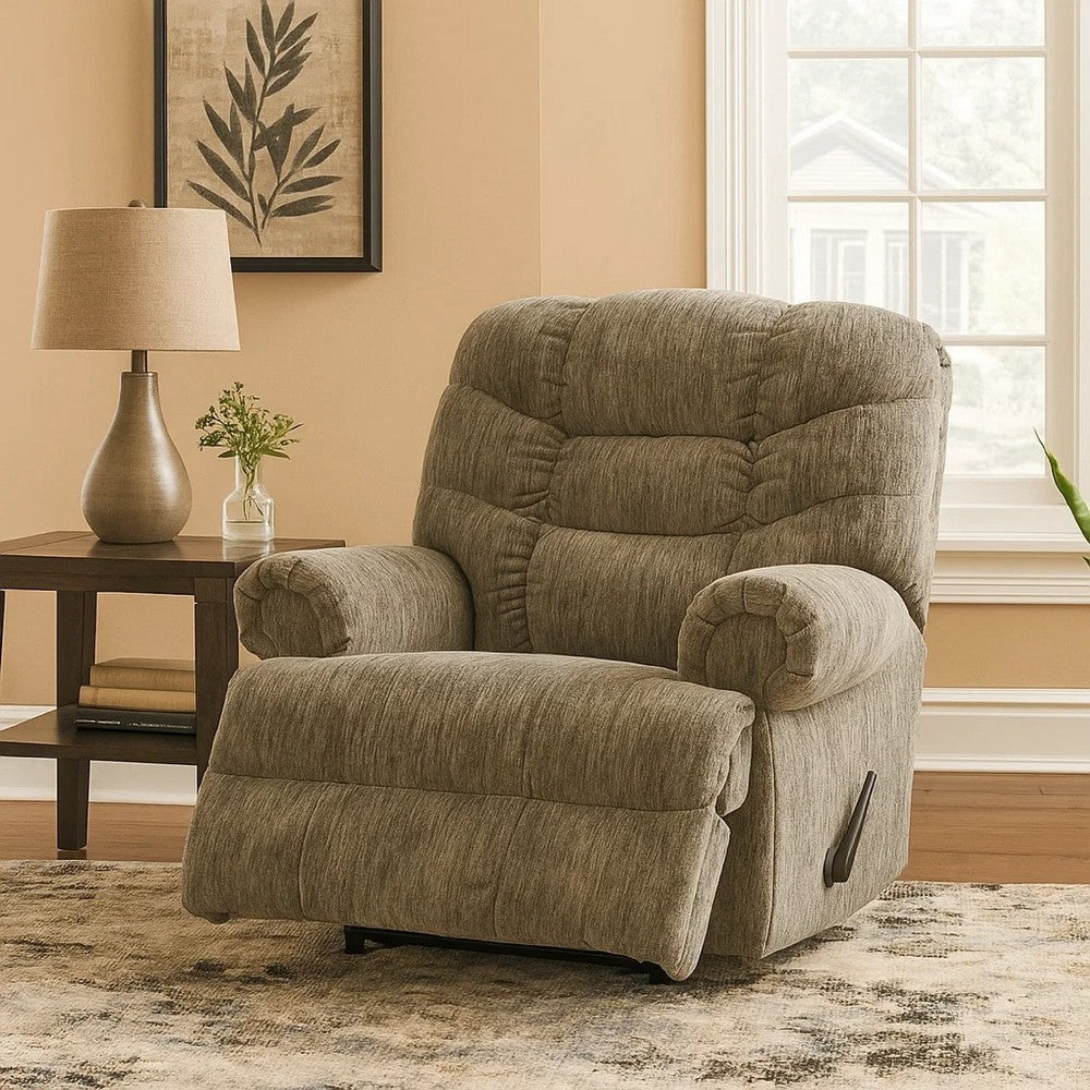 Ashley Mikey Manual Recliner Chair, Zero Wall, Plush Taupe Polyester Velvet
