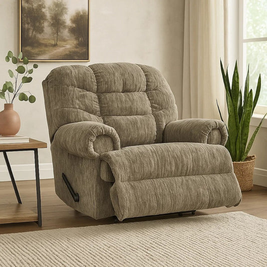 Ashley Mikey Manual Recliner Chair, Zero Wall, Plush Taupe Polyester Velvet