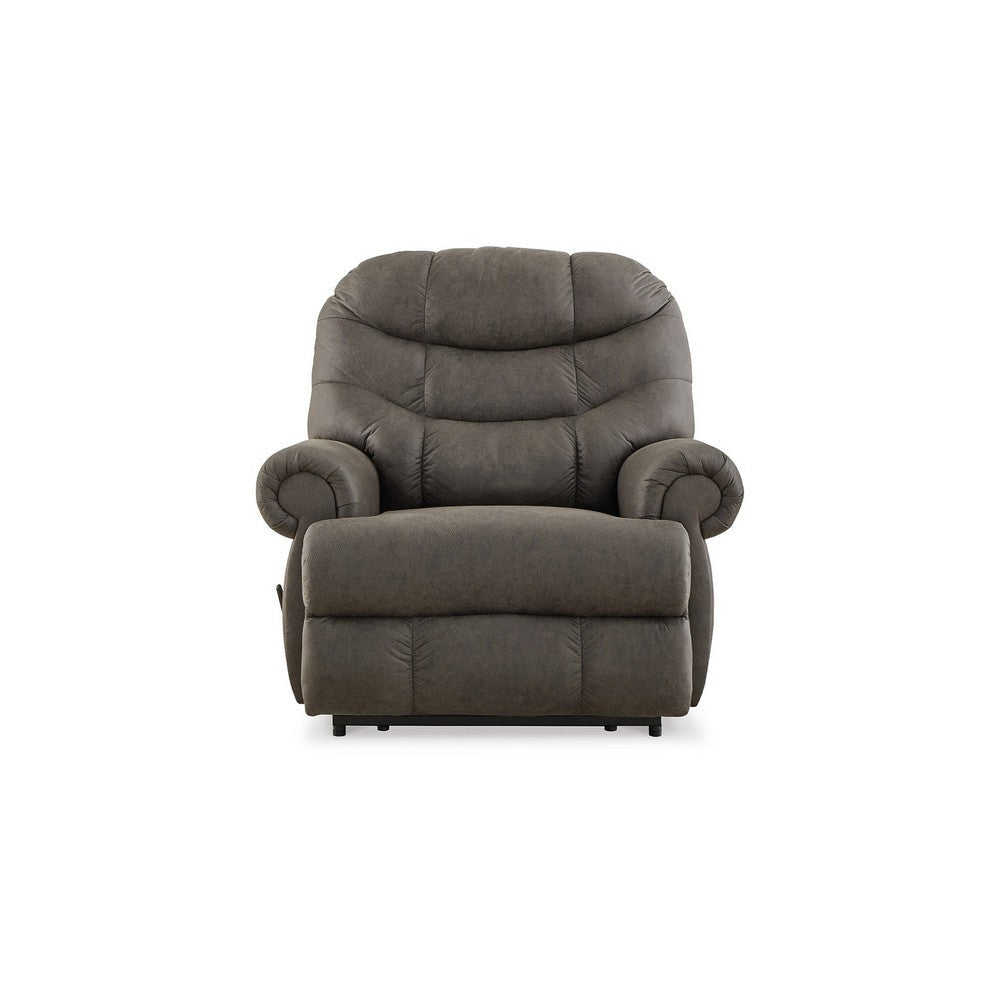 Ashley Ikra Zero Wall Manual Recliner Chair Tufted Gray Faux Leather BM332172