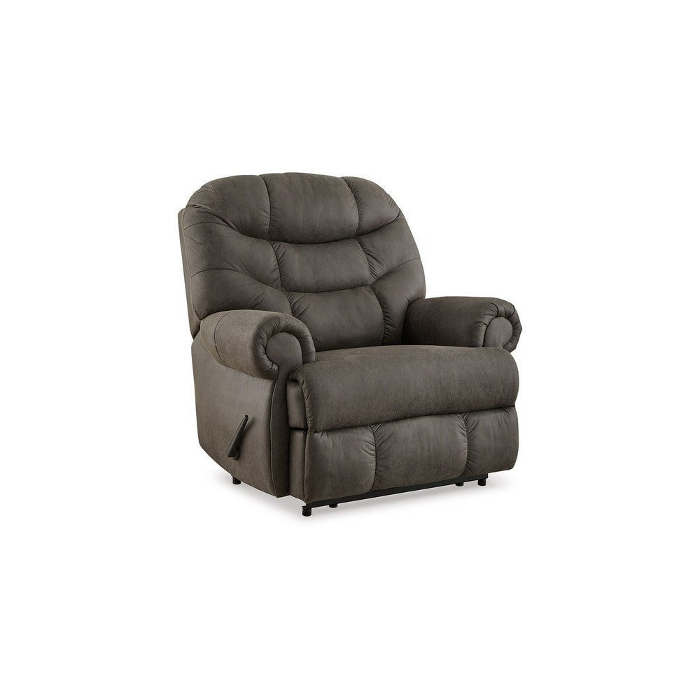 Ashley Ikra Zero Wall Manual Recliner Chair Tufted Gray Faux Leather BM332172